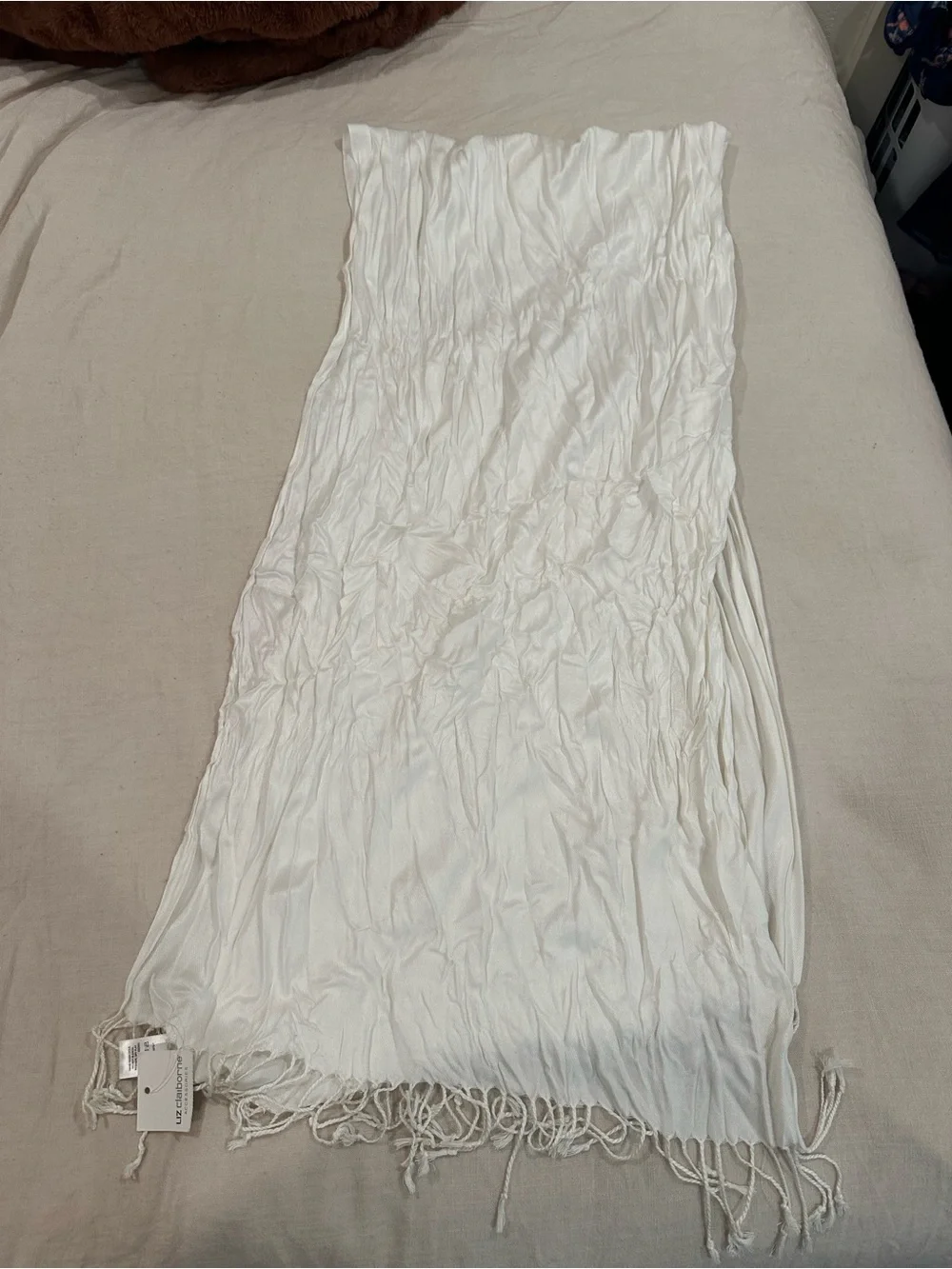 Liz Claiborne Cream Fringe Lightweight Scarf